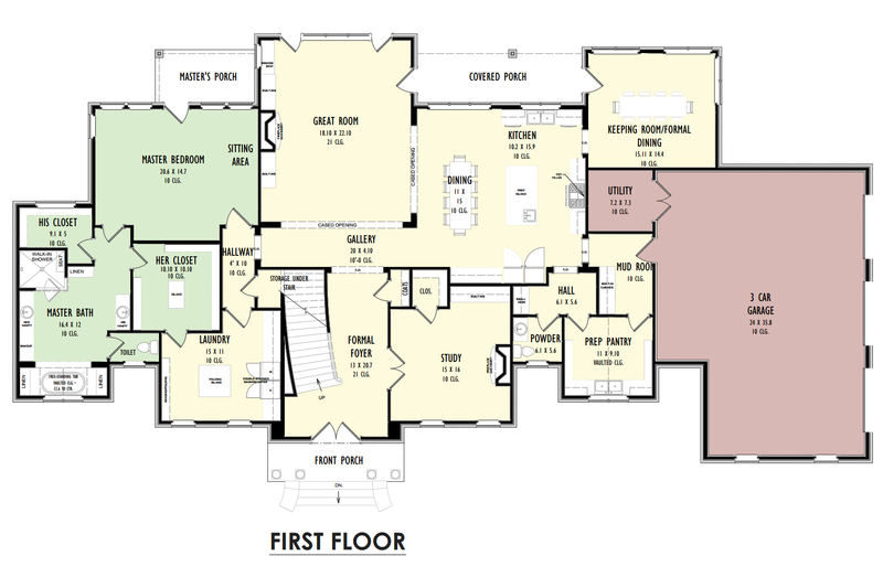 Dream House Plan - Floor Plan - Main Floor for Southern House Plan #1092-60 - 4 bed, 3.5 bath
