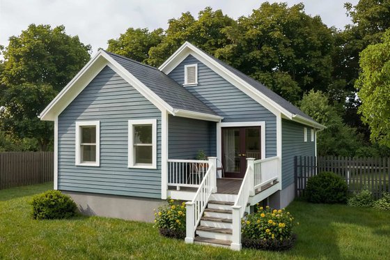 Exterior - Rear Elevation for Bungalow House Plan #79-144 - 4 bed, 2 bath