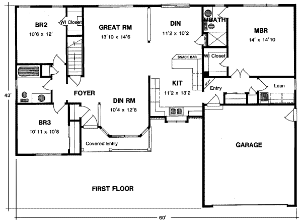 Traditional Floor Plan - Main Floor Plan #316-115