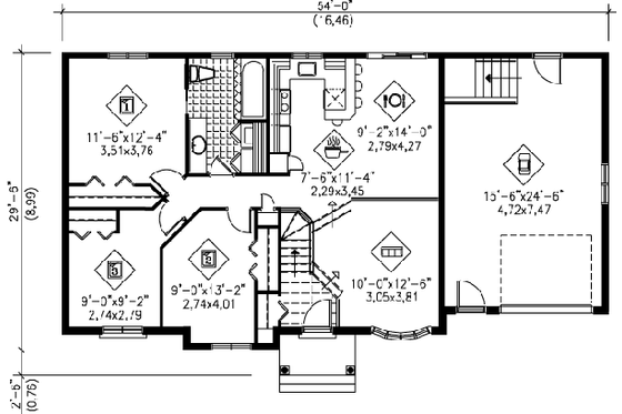 Floor Plan - Main Floor for Traditional House Plan #25-4089 - 3 bed, 1 bath