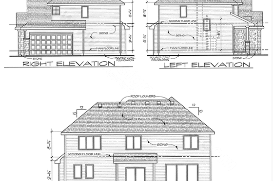 Exterior - Rear Elevation for Craftsman House Plan #20-2152 - 4 bed, 2.5 bath