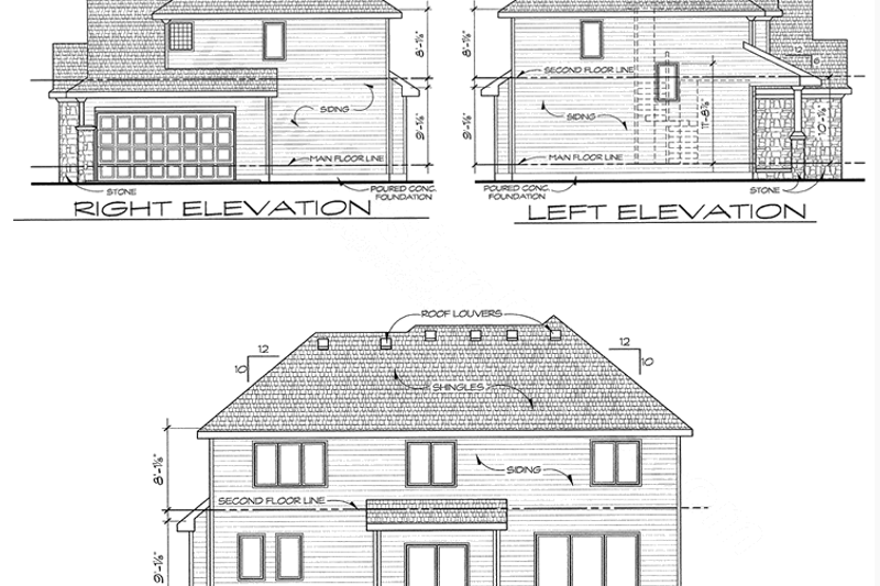 Architectural House Design - Exterior - Rear Elevation for Craftsman House Plan #20-2152 - 4 bed, 2.5 bath