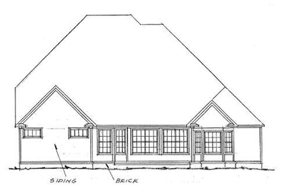 Exterior - Rear Elevation for European House Plan #20-300 - 4 bed, 4.5 bath