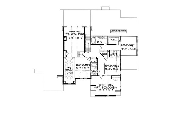 Floor Plan - Upper Floor for Traditional House Plan #54-518 - 4 bed, 4.5 bath