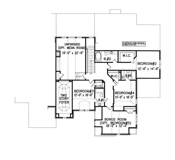 Traditional Floor Plan - Upper Floor Plan #54-518