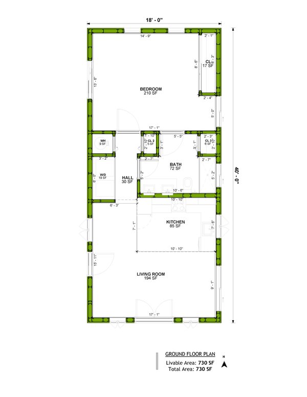 House Design - Floor Plan - Main Floor for Craftsman House Plan #1106-86 - 1 bed, 1 bath