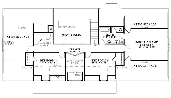 House Design - Country Floor Plan - Upper Floor Plan #17-1161