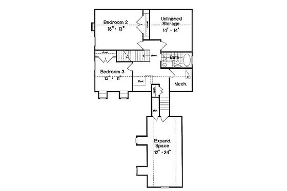 Floor Plan - Upper Floor for European House Plan #417-293 - 3 bed, 2.5 bath