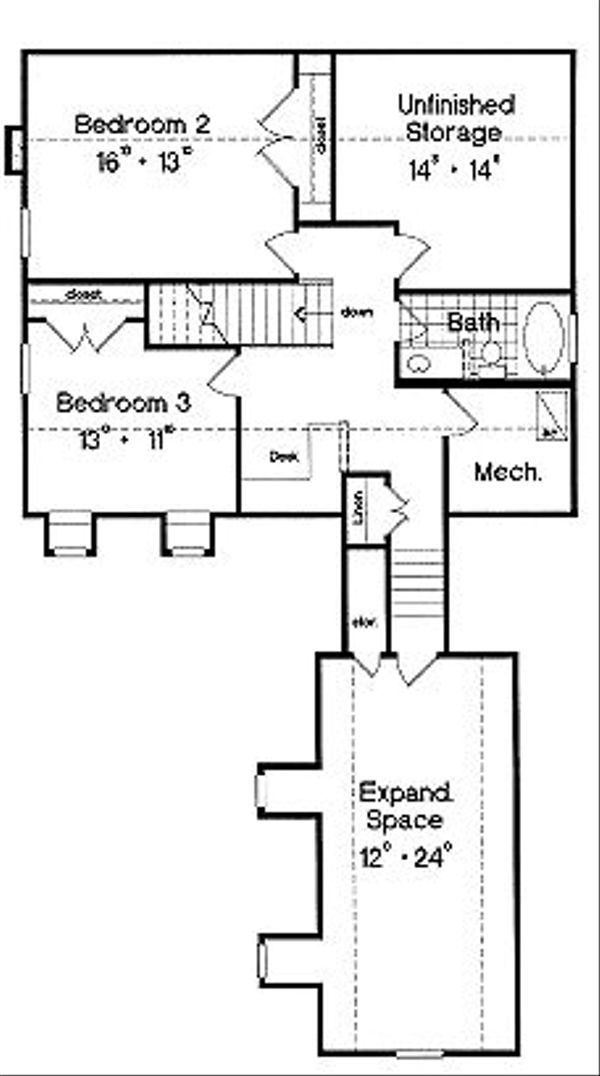 European Floor Plan - Upper Floor Plan #417-293