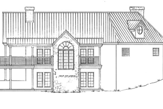 Exterior - Rear Elevation for Country House Plan #140-111 - 3 bed, 3 bath