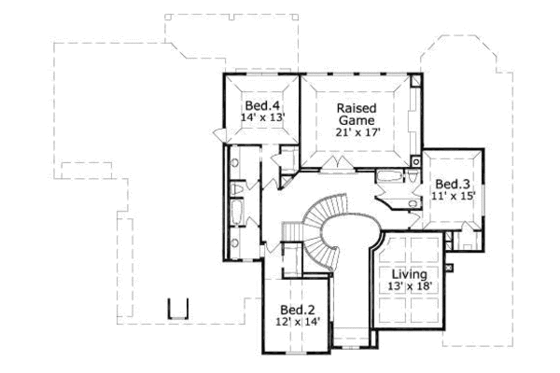 Floor Plan - Upper Floor for European House Plan #411-199 - 5 bed, 4 bath