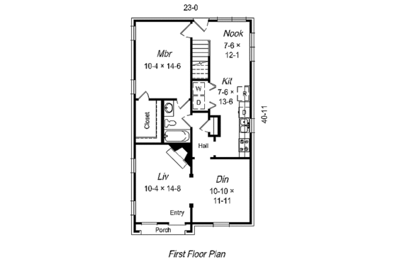 Floor Plan - Main Floor for Cottage House Plan #329-172 - 3 bed, 2 bath