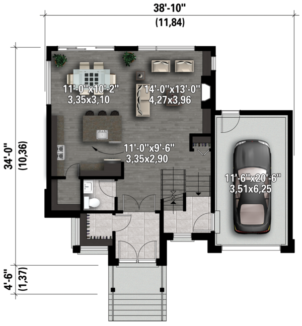 Architectural House Design - Contemporary Floor Plan - Main Floor Plan #25-4433