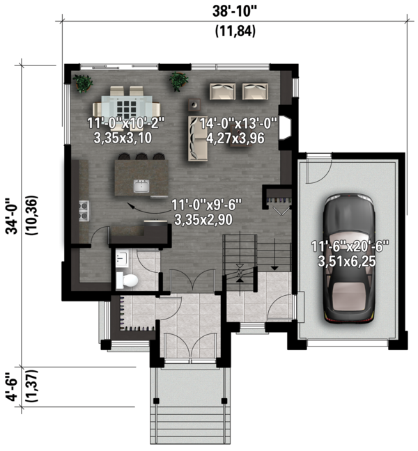 House Blueprint - Contemporary Floor Plan - Main Floor Plan #25-4433