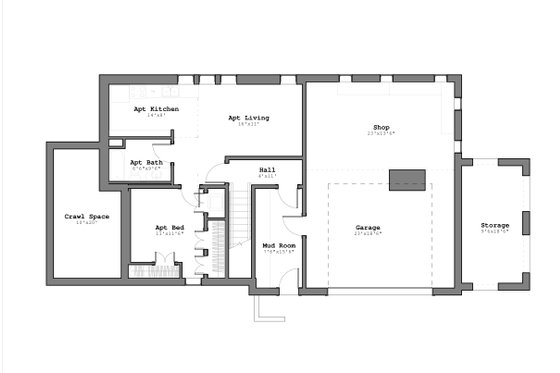 Floor Plan - Lower Floor for Craftsman House Plan #926-3 - 3 bed, 2.5 bath