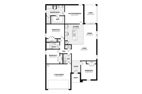Floor Plan - Main Floor for Traditional House Plan #1058-248 - 4 bed, 2 bath