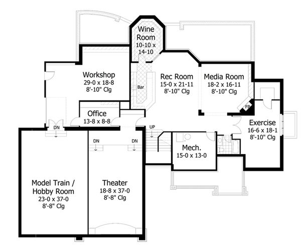 Craftsman Floor Plan - Lower Floor Plan #51-556