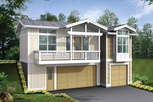 Exterior - Front Elevation 3 for Craftsman House Plan #132-527 - 1 bed, 1 bath