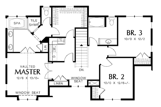 Floor Plan - Upper Floor for Tudor House Plan #48-872 - 4 bed, 2.5 bath