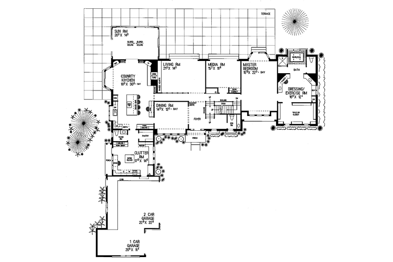 Home Plan - Floor Plan - Main Floor for Tudor House Plan #72-865 - 3 bed, 2 bath