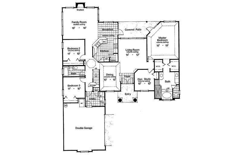 Home Plan - Floor Plan - Main Floor for Mediterranean House Plan #417-528 - 3 bed, 2 bath
