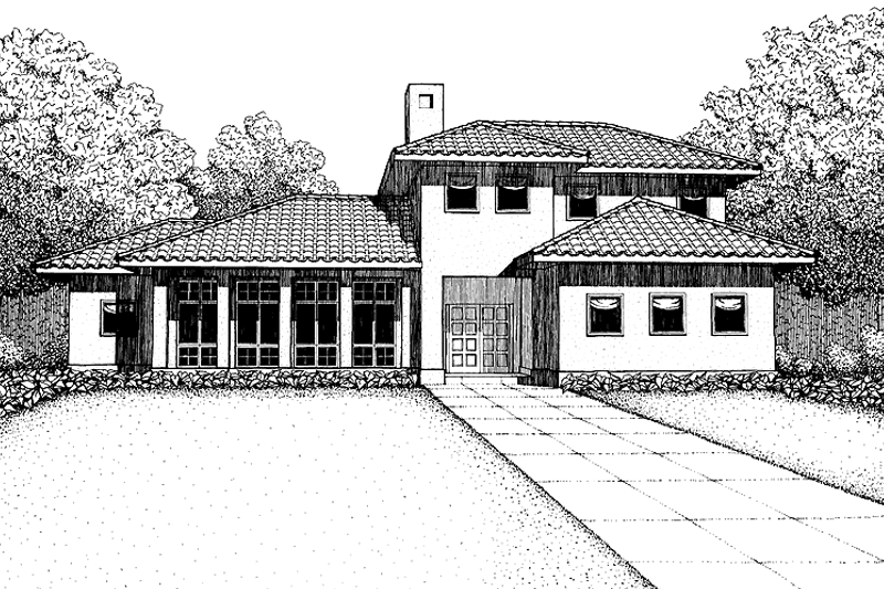 Architectural House Design - Mediterranean Exterior - Front Elevation Plan #1051-12
