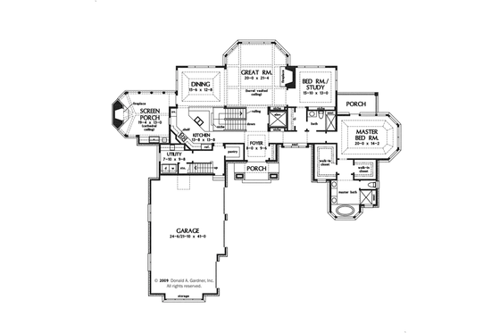 Floor Plan - Main Floor for Tudor House Plan #929-947 - 4 bed, 4.5 bath