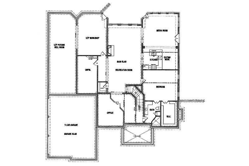 Dream House Plan - Floor Plan - Lower Floor for Colonial House Plan #54-184 - 4 bed, 4.5 bath