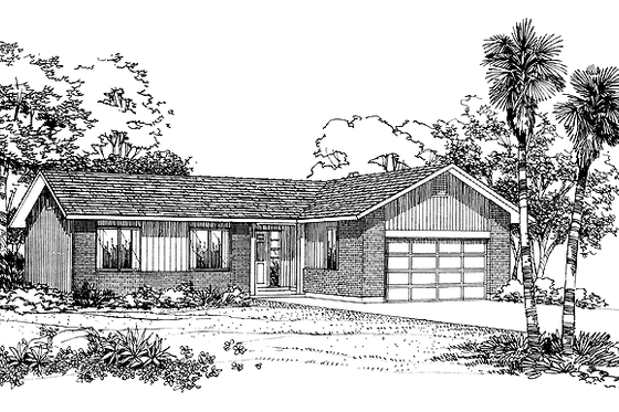 Exterior - Front Elevation 3 for Ranch House Plan #72-1031 - 3 bed, 2 bath