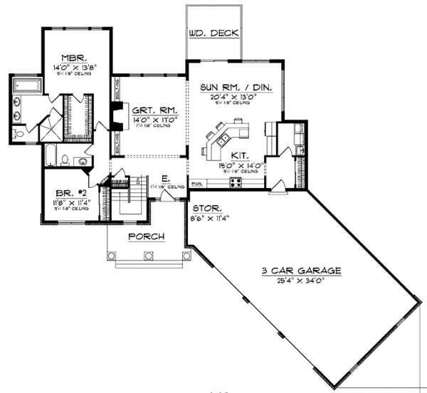 Home Plan - Country Floor Plan - Main Floor Plan #70-1378