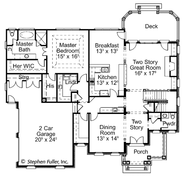 Architectural House Design - Colonial Floor Plan - Main Floor Plan #429-405