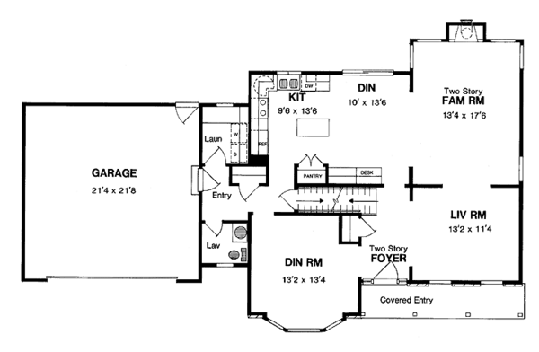 Architectural House Design - Colonial Floor Plan - Main Floor Plan #316-154