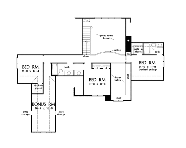 House Plan Design - European Floor Plan - Upper Floor Plan #929-870