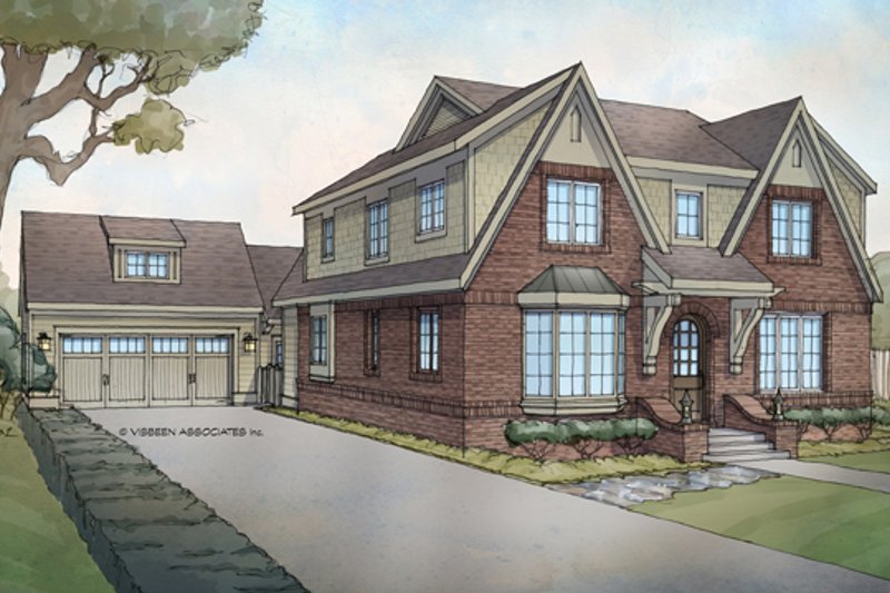Architectural House Design - Exterior - Front Elevation 8 for Tudor House Plan #928-257 - 4 bed, 2.5 bath