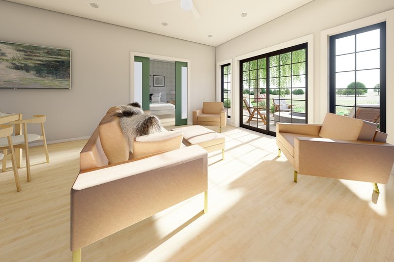 House Blueprint - Interior - Family Room 1 for Farmhouse House Plan #126-176 - 1 bed, 1.5 bath