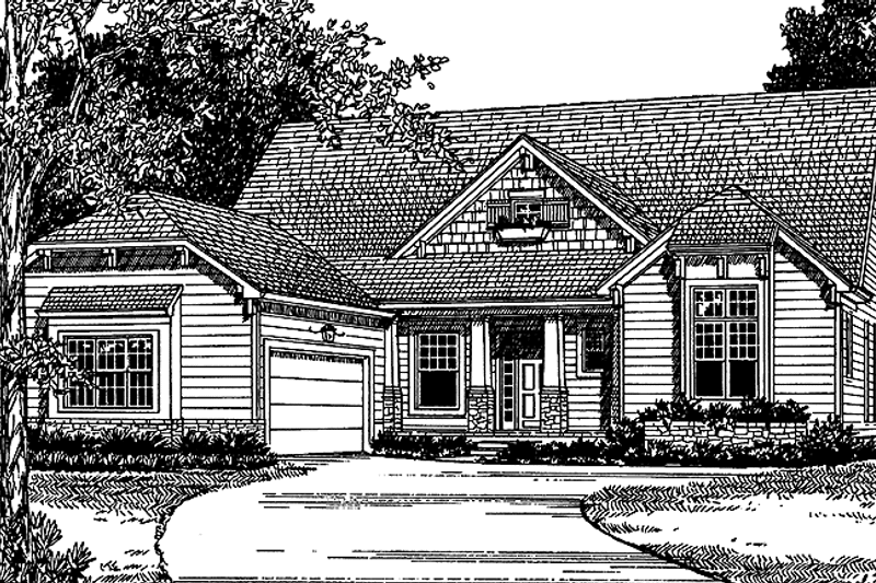 House Blueprint - Exterior - Front Elevation 3 for Craftsman House Plan #453-216 - 3 bed, 3.5 bath