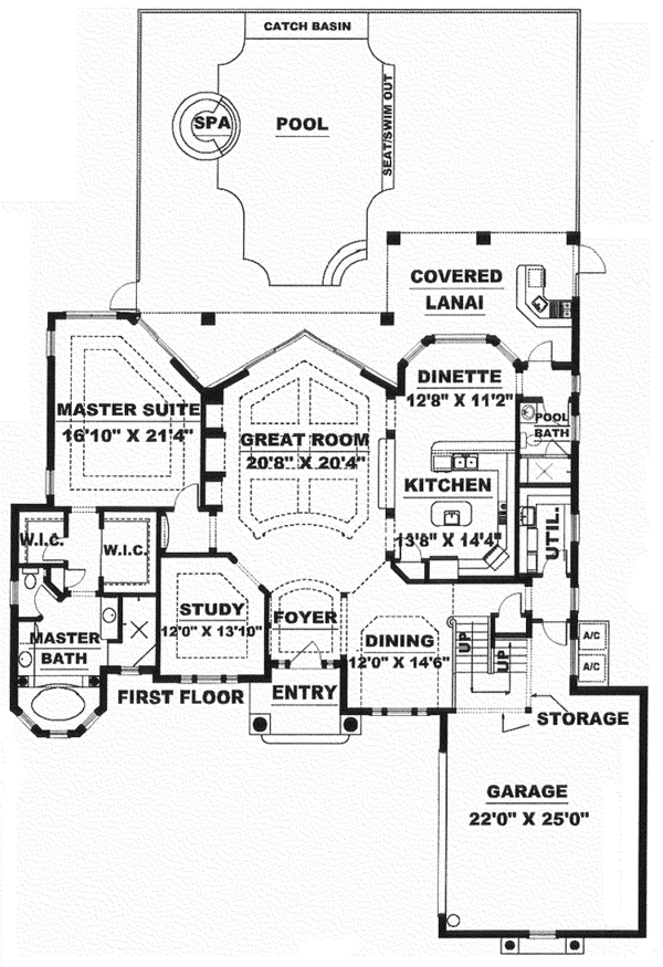 House Design - Mediterranean Floor Plan - Main Floor Plan #1017-150