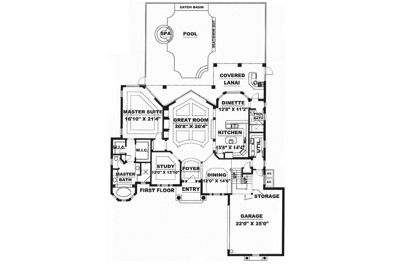 Home Plan - Floor Plan - Main Floor for Mediterranean House Plan #1017-150 - 3 bed, 3 bath