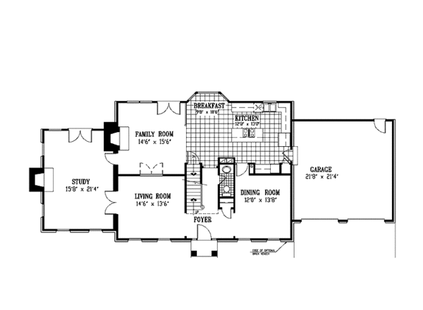 House Design - Colonial Floor Plan - Main Floor Plan #953-5