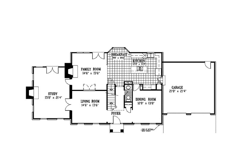 Home Plan - Floor Plan - Main Floor for Colonial House Plan #953-5 - 4 bed, 2.5 bath