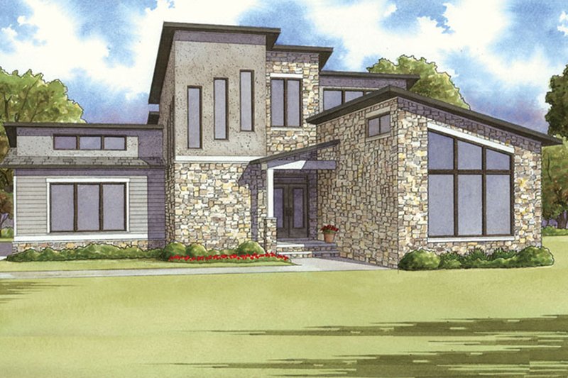 Architectural House Design - Contemporary Exterior - Front Elevation Plan #17-3384
