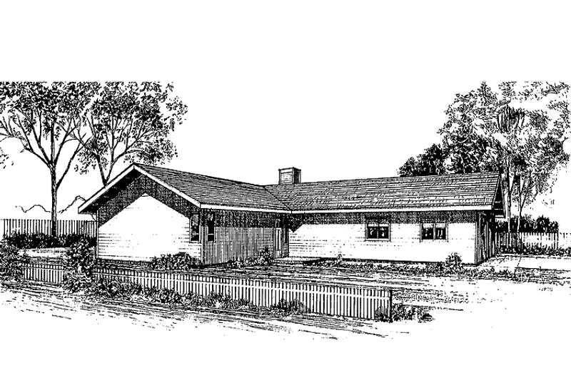 House Blueprint - Exterior - Front Elevation 3 for Country House Plan #60-907 - 3 bed, 2 bath