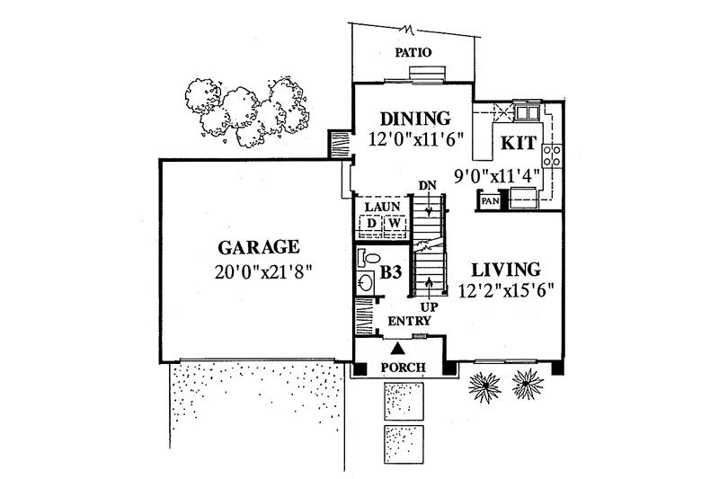 Home Plan - Floor Plan - Main Floor for Country House Plan #334-136 - 3 bed, 2.5 bath