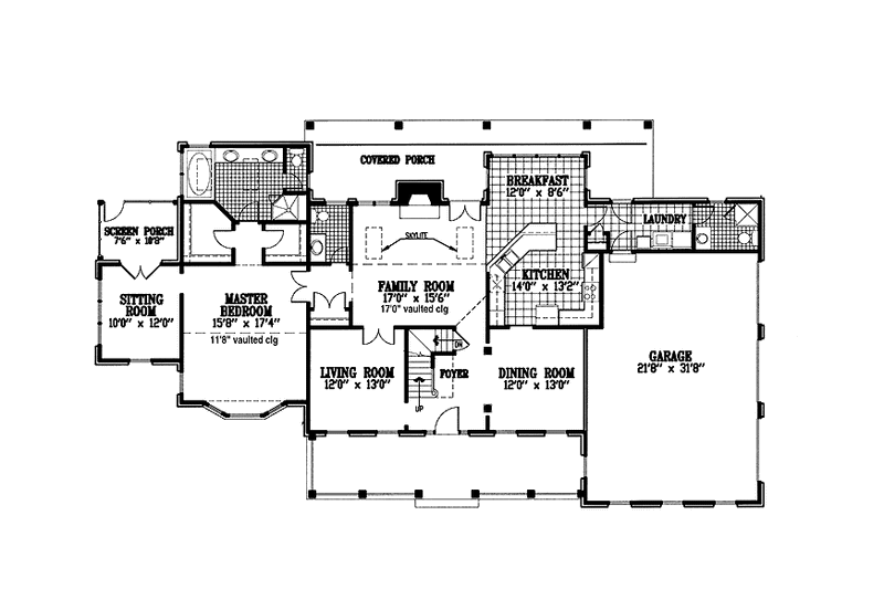 Dream House Plan - Floor Plan - Main Floor for Country House Plan #953-74 - 4 bed, 3.5 bath