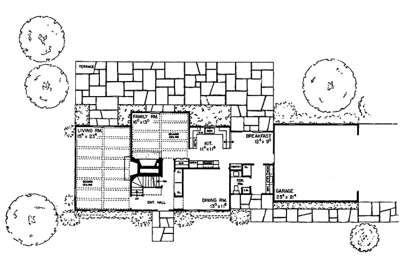 Home Plan - Floor Plan - Main Floor for Colonial House Plan #72-580 - 3 bed, 2.5 bath