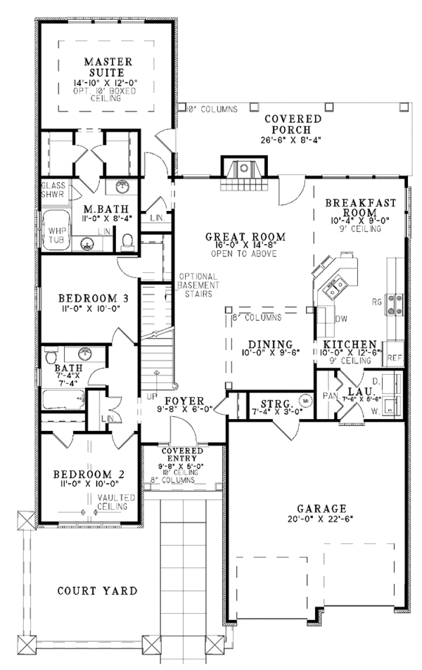 Architectural House Design - Mediterranean Floor Plan - Main Floor Plan #17-2920
