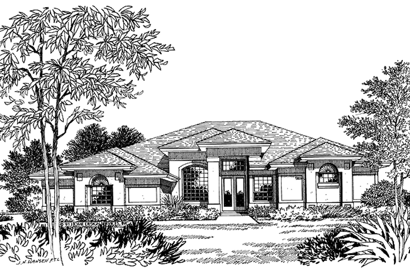Dream House Plan - Mediterranean Exterior - Front Elevation Plan #417-516