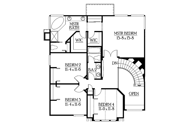 Home Plan - Floor Plan - Upper Floor for Craftsman House Plan #132-327 - 4 bed, 3 bath