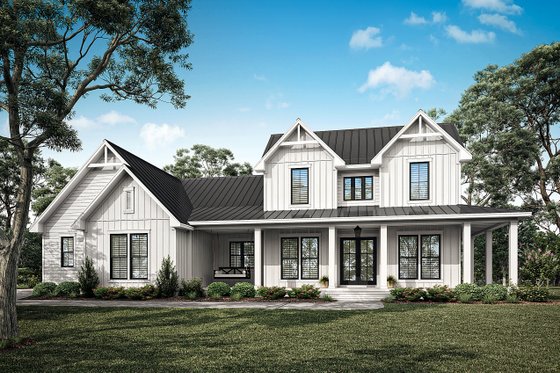 Exterior - Front Elevation 3 for Farmhouse House Plan #430-341 - 4 bed, 3.5 bath