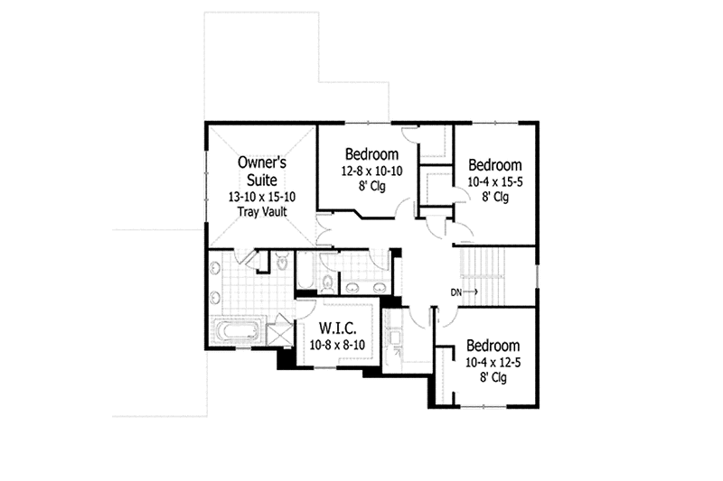 Architectural House Design - Floor Plan - Upper Floor for European House Plan #51-1107 - 4 bed, 2.5 bath